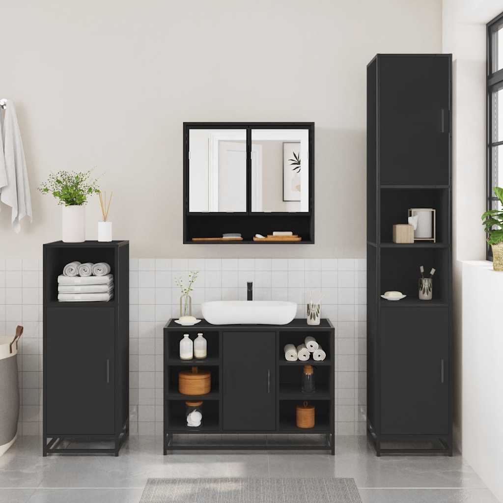 3 Piece Bathroom Furniture Set Engineered Wood