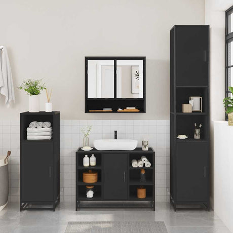 3 Piece Bathroom Furniture Set Engineered Wood