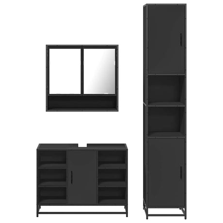 3 Piece Bathroom Furniture Set Engineered Wood