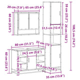 3 Piece Bathroom Furniture Set Engineered Wood