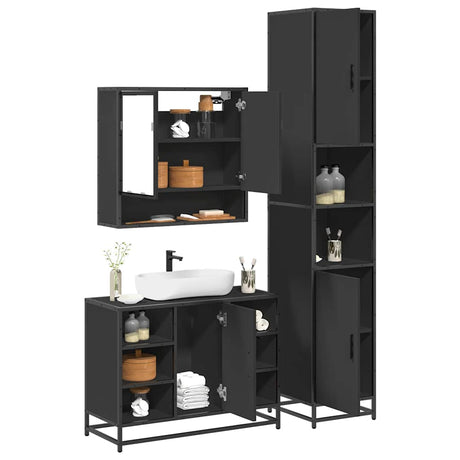 3 Piece Bathroom Furniture Set Engineered Wood