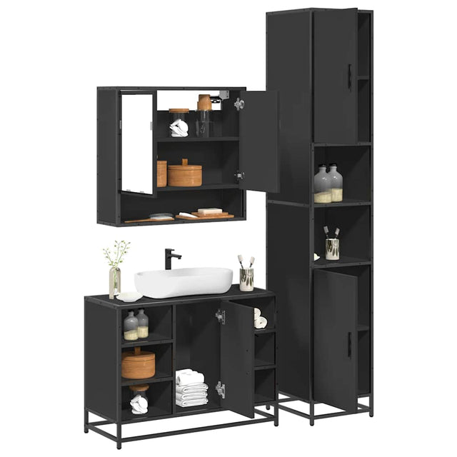 3 Piece Bathroom Furniture Set Engineered Wood