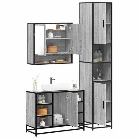 3 Piece Bathroom Furniture Set Engineered Wood