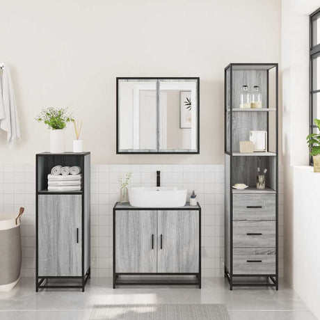 3 Piece Bathroom Furniture Set Engineered Wood