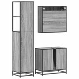 3 Piece Bathroom Furniture Set Engineered Wood