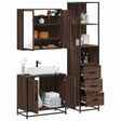 3 Piece Bathroom Furniture Set Engineered Wood