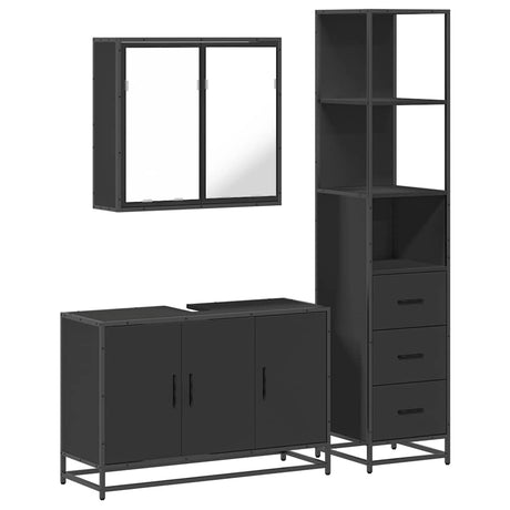 3 Piece Bathroom Furniture Set Engineered Wood