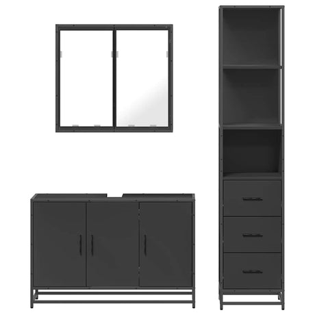 3 Piece Bathroom Furniture Set Engineered Wood
