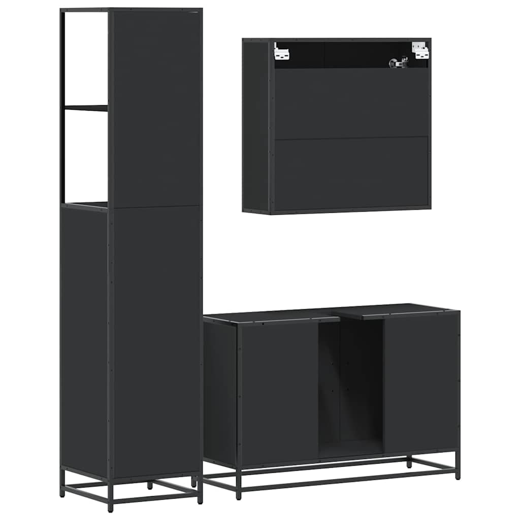 3 Piece Bathroom Furniture Set Engineered Wood