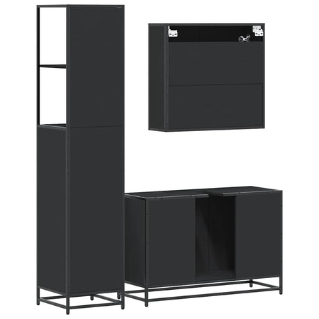 3 Piece Bathroom Furniture Set Engineered Wood