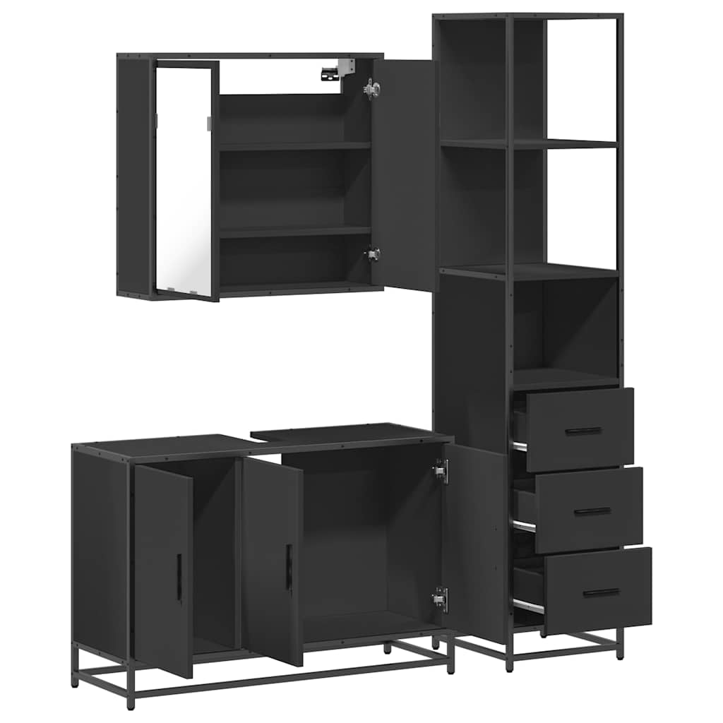 3 Piece Bathroom Furniture Set Engineered Wood