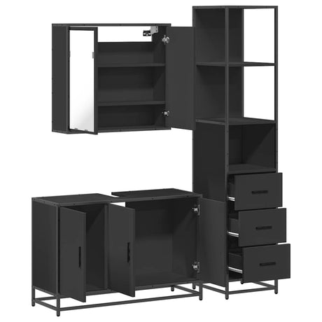 3 Piece Bathroom Furniture Set Engineered Wood