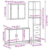 3 Piece Bathroom Furniture Set Engineered Wood
