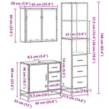 3 Piece Bathroom Furniture Set Engineered Wood
