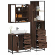 3 Piece Bathroom Furniture Set Engineered Wood