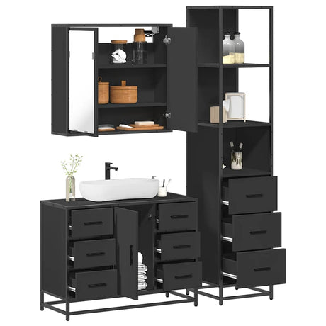 3 Piece Bathroom Furniture Set Engineered Wood