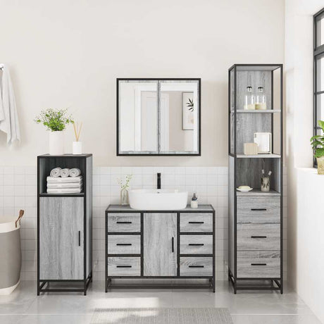 3 Piece Bathroom Furniture Set Engineered Wood