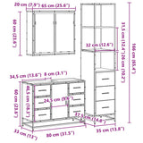 3 Piece Bathroom Furniture Set Engineered Wood