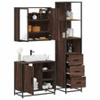 3 Piece Bathroom Furniture Set Engineered Wood