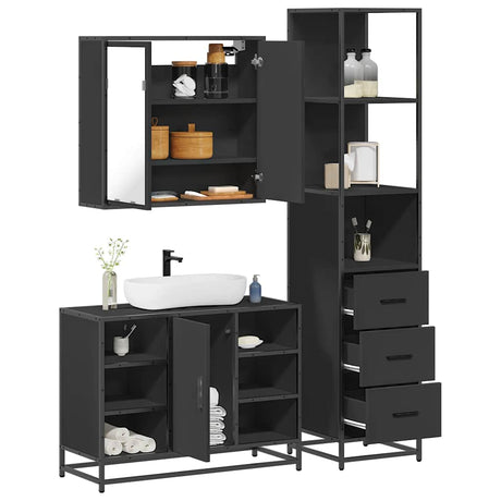 3 Piece Bathroom Furniture Set Engineered Wood