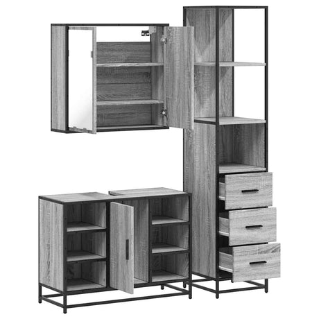 3 Piece Bathroom Furniture Set Engineered Wood