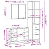 3 Piece Bathroom Furniture Set Engineered Wood