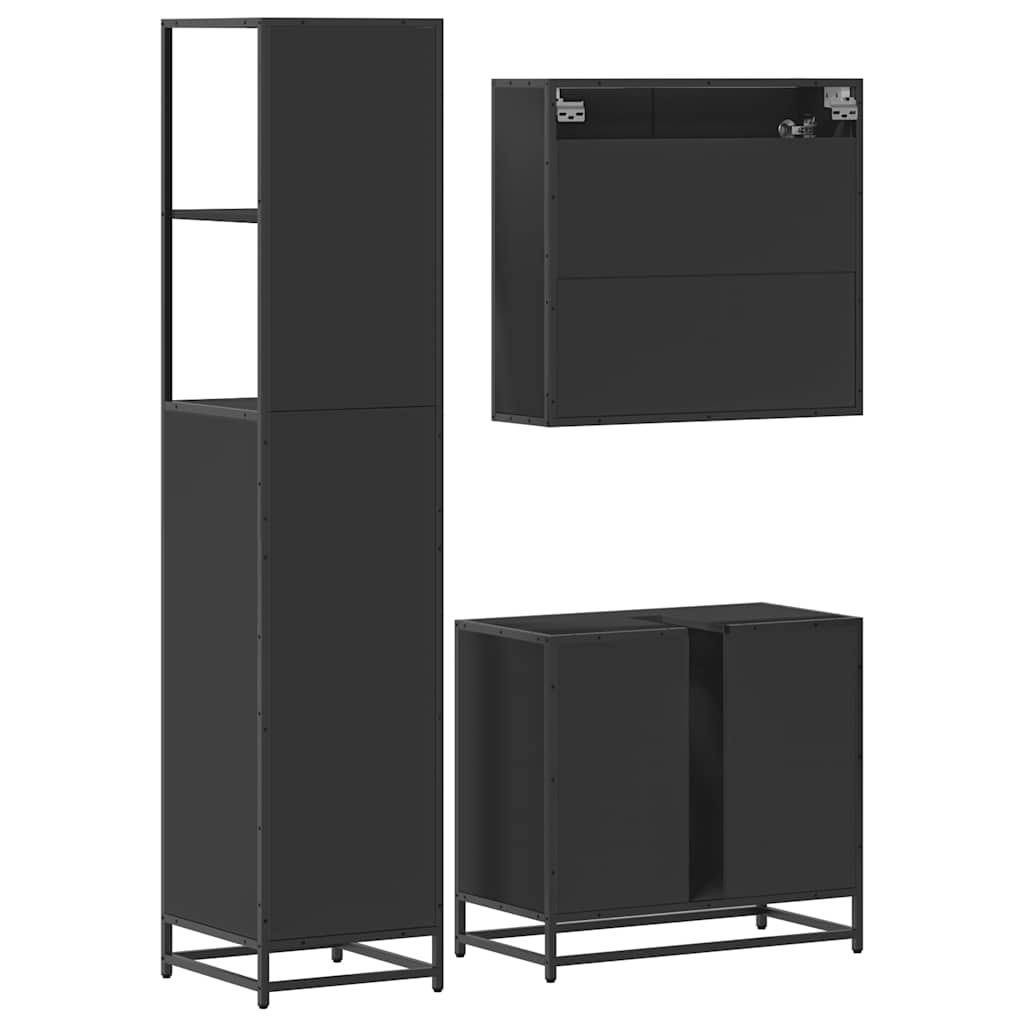 3 Piece Bathroom Furniture Set Engineered Wood