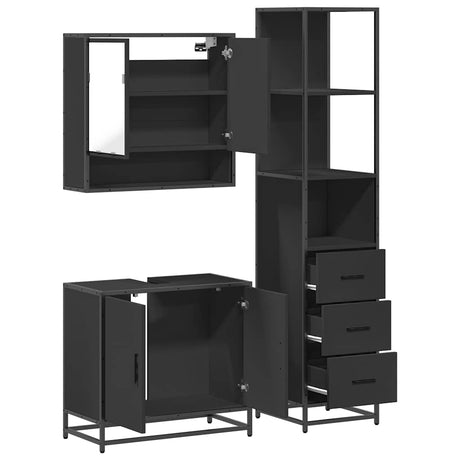 3 Piece Bathroom Furniture Set Engineered Wood