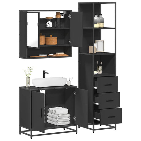 3 Piece Bathroom Furniture Set Engineered Wood