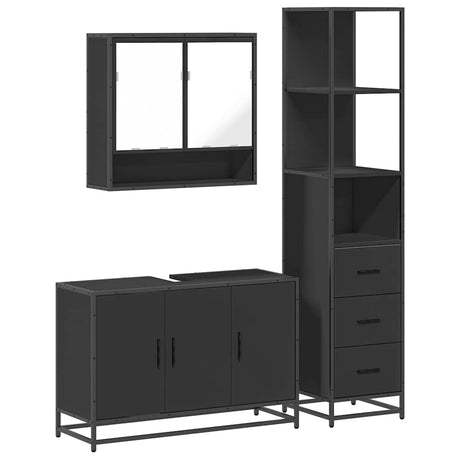 3 Piece Bathroom Furniture Set Engineered Wood