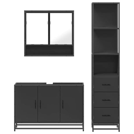 3 Piece Bathroom Furniture Set Engineered Wood