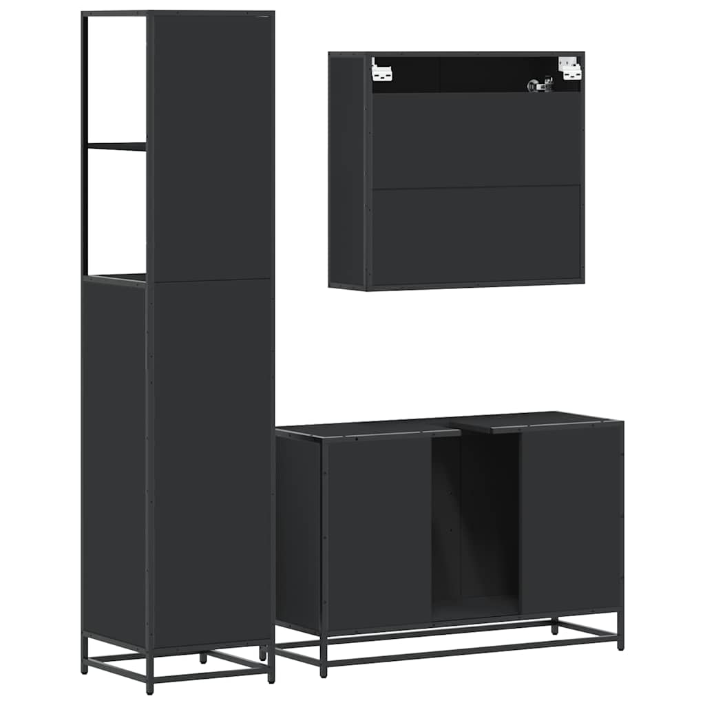 3 Piece Bathroom Furniture Set Engineered Wood