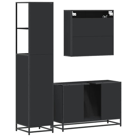 3 Piece Bathroom Furniture Set Engineered Wood