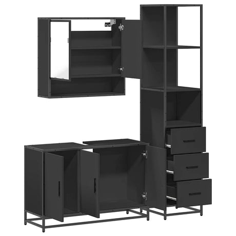 3 Piece Bathroom Furniture Set Engineered Wood