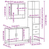 3 Piece Bathroom Furniture Set Engineered Wood
