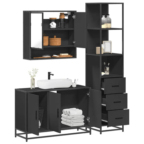 3 Piece Bathroom Furniture Set Engineered Wood