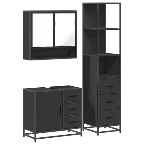 3 Piece Bathroom Furniture Set Engineered Wood