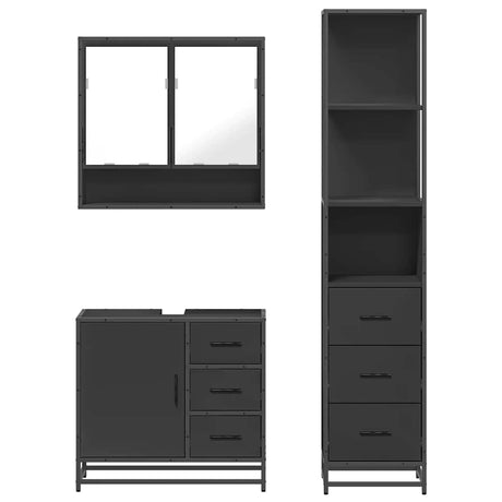 3 Piece Bathroom Furniture Set Engineered Wood