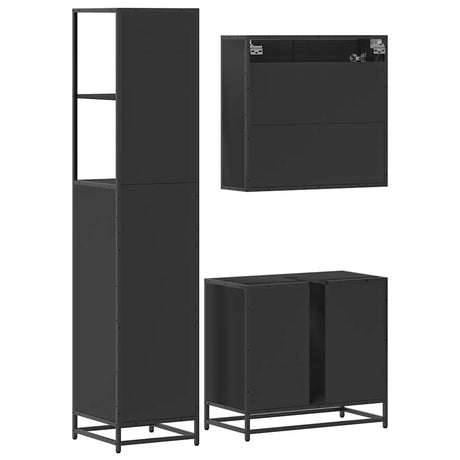 3 Piece Bathroom Furniture Set Engineered Wood