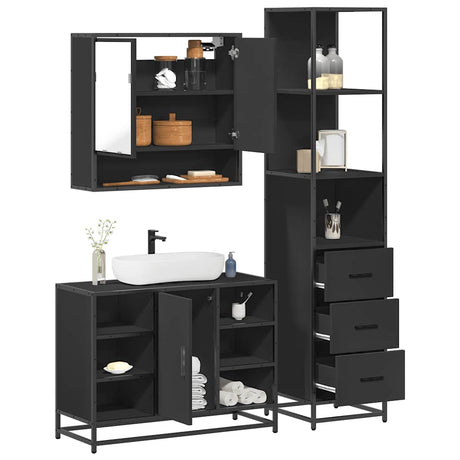 3 Piece Bathroom Furniture Set  Engineered Wood