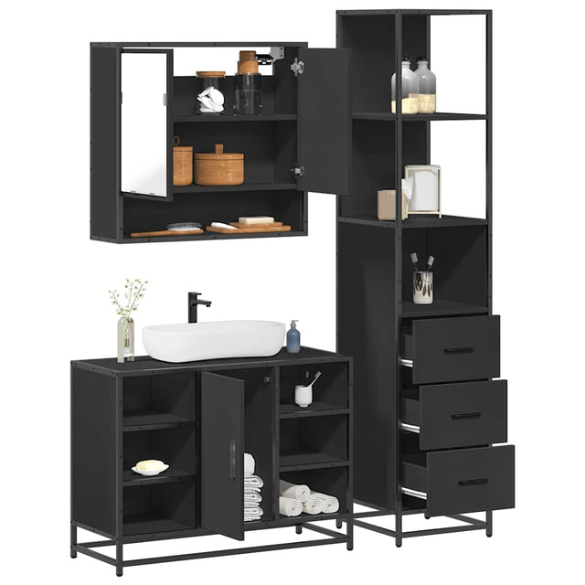 3 Piece Bathroom Furniture Set  Engineered Wood