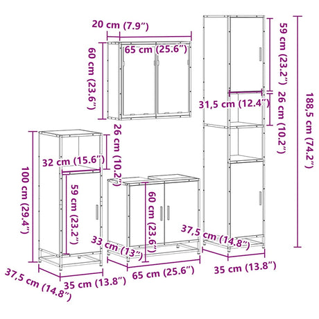 4 Piece Bathroom Furniture Set  Engineered Wood