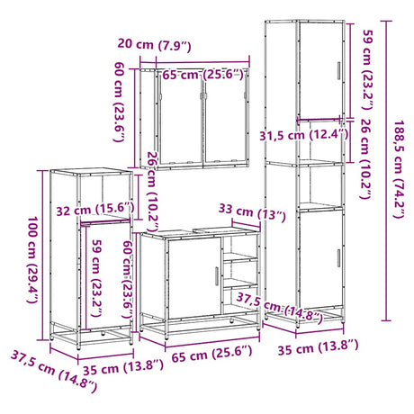 4 Piece Bathroom Furniture Set  Engineered Wood