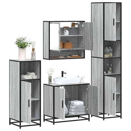 4 Piece Bathroom Furniture Set  Engineered Wood