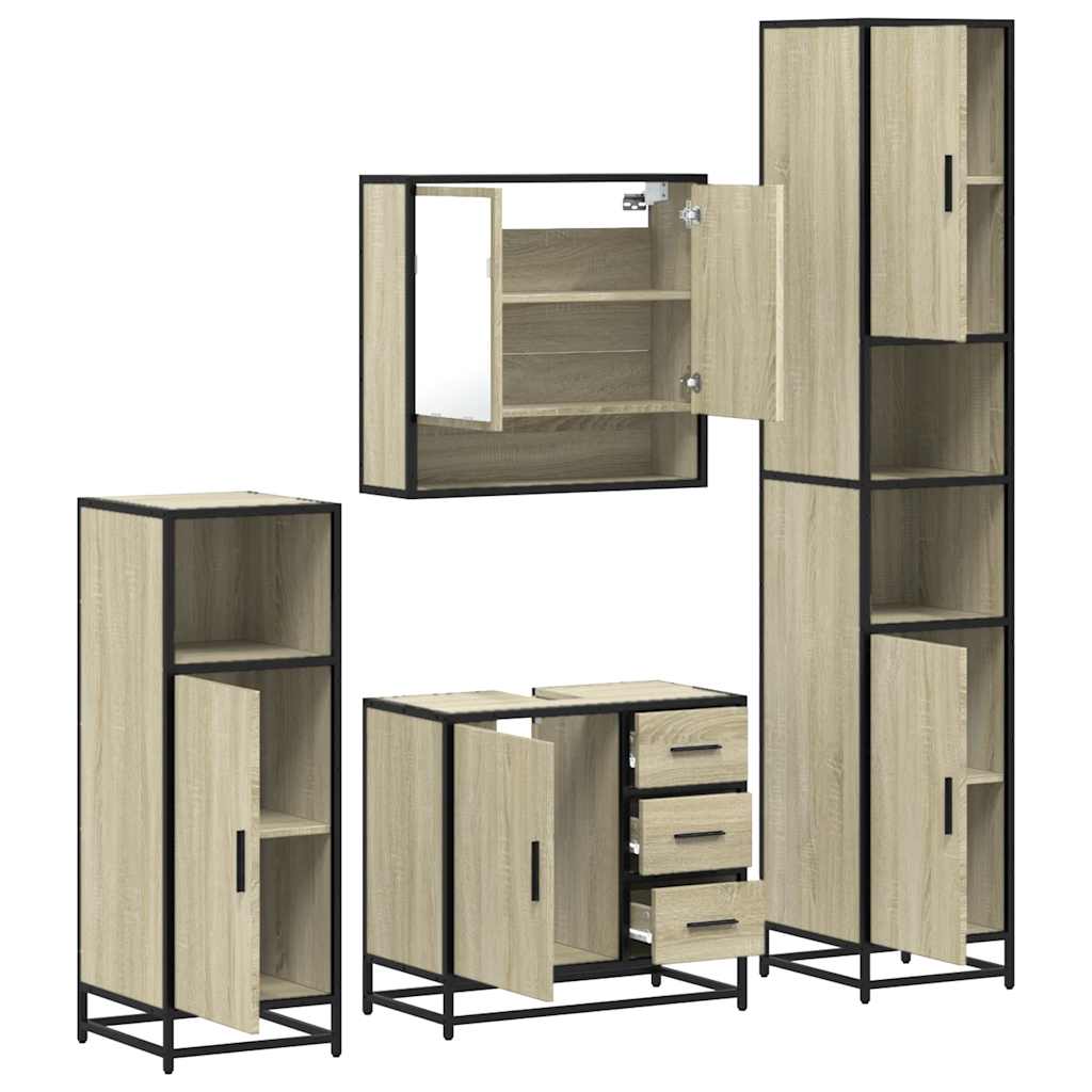 4 Piece Bathroom Furniture Set  Engineered Wood