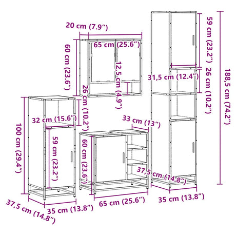 4 Piece Bathroom Furniture Set  Engineered Wood