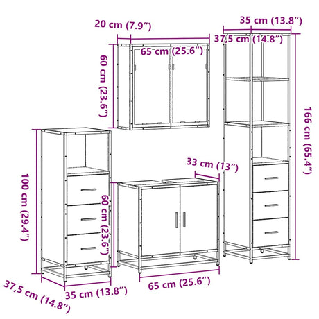 4 Piece Bathroom Furniture Set  Engineered Wood