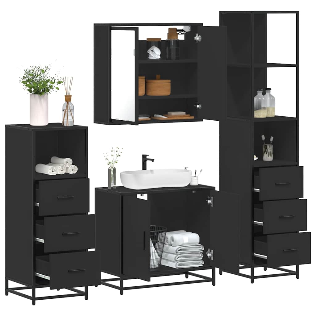 4 Piece Bathroom Furniture Set  Engineered Wood