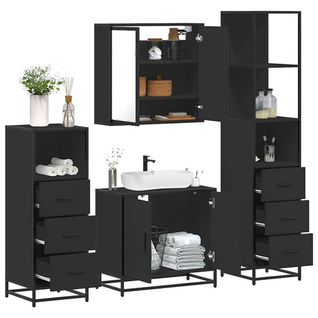 4 Piece Bathroom Furniture Set  Engineered Wood