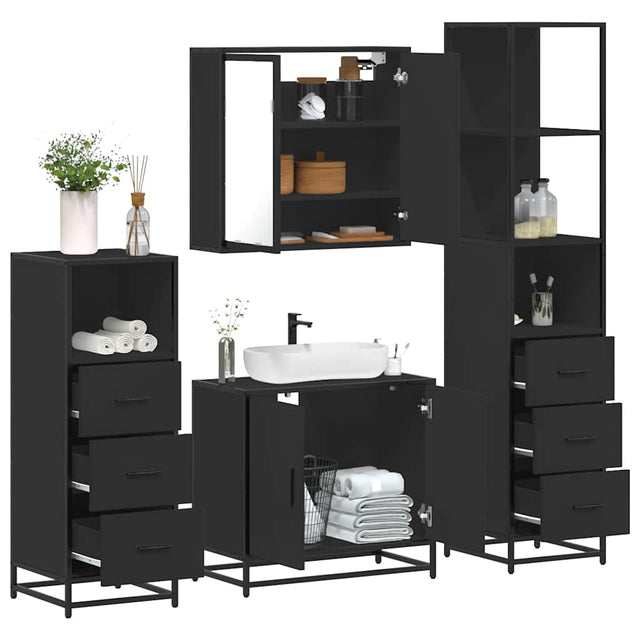 4 Piece Bathroom Furniture Set  Engineered Wood